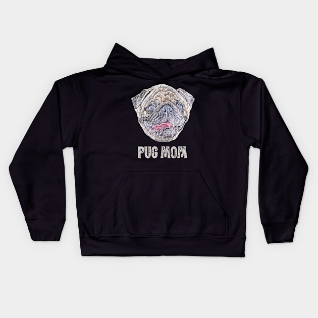 Pug Mom Kids Hoodie by DoggyStyles